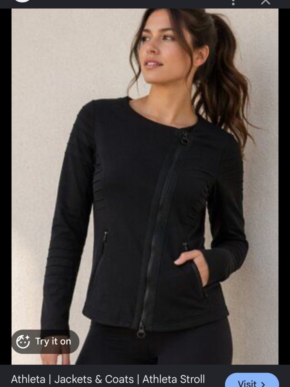 Athleta  moto Black Asymmetric Zip  Jacket